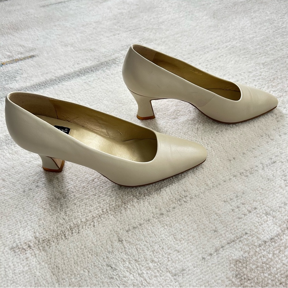 Nine West Cream Kitten Heel Pumps
